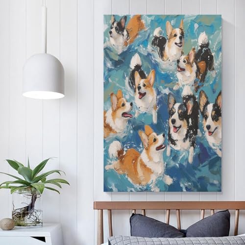 Corgi Murale Décoration Tableau Toile pour une Maison Chaleureuse
