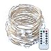 Dimmable LED String Lights with Remote ITART Cool White Mini Fairy Lights Battery Operated 50 LEDs / 16.7ft (5m) Super Bright Ultra Thin Silver Wire Rope Lights for Trees Wedding Bedroom