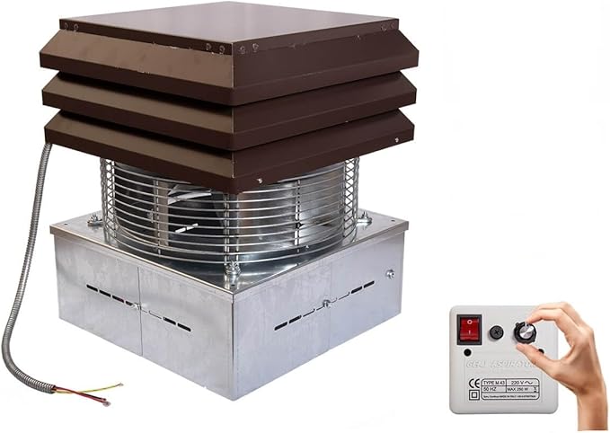 Gemi Elettronica Extractor de Humo con Regulador de 6 Velocidades para Chimenea y Barbacoa