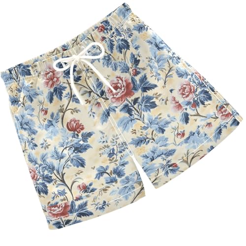 Pigsaly Boys Swim Trunks Retro Vintage French Floral Boys Board Shorts Swimsuit Swimwear Summer Bathing Suit 3T Multicolor