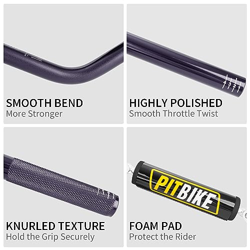 Image of Handlebars 7 /8 inch with Foam Pad,RUTU Dirt Bike Handle Bar Mid-Rise Motorcycle Handlebar Universal for Mini Bike Pit Bike Motocross ATV Quad (Titanium, Mid Rise Handlebar)
