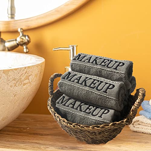 100% Cotton Makeup Removal Towels Face Washcloth In Gift Box Facil Make Up Towels Soft Reusable And Washable 13X13 Inch Gray Face Washcloth #TOP22