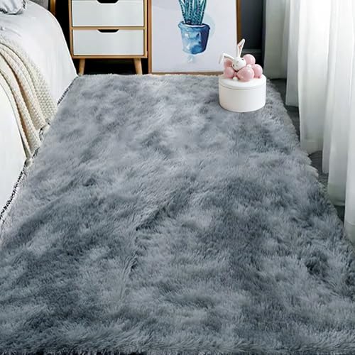 Tapis de salon moderne 200x380 rectangulaire doux gris clair grand format - 2