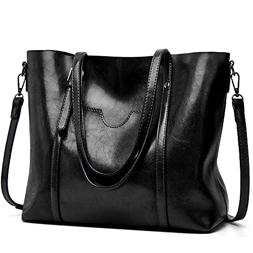SULCET Tote Bag for Women Leather Shoulder Crossbody Bag Work Purse Large Capacity Laptop Briefcase