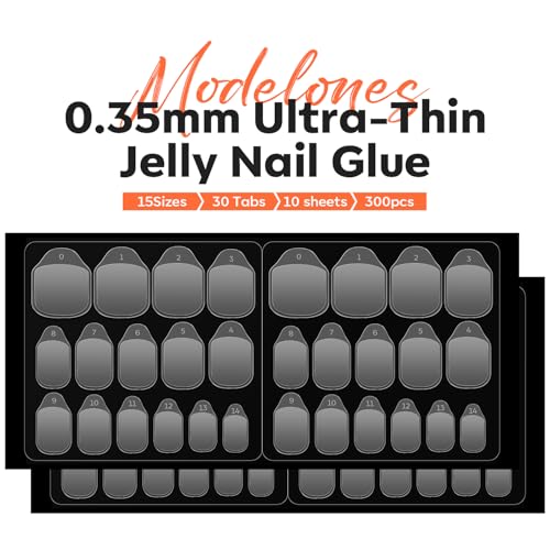 Image of modelones Jelly Nail Glue Sticky Tabs for Press On Nails, 300pcs 10 Sheets
