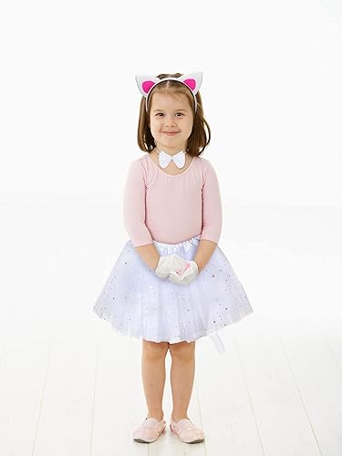 Miniatura 6 de Eurzom Juego de 2 disfraces de gato para niños, incluye diadema de orejas de gato, falda tutú, corbatín, guantes, cola de niña, cosplay para