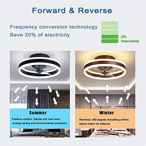 Led Ceiling Fans with Lights Reversible Remote, 6 Speeds Modern Bedroom Fan Ceiling Light Quiet Φ40cm Dimmable Small Ceiling Fan Light for Living Room,Black