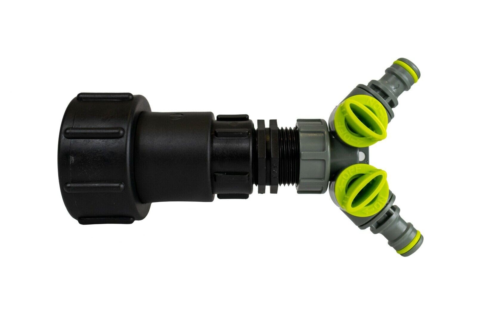 IBC S60x6 Water Tank Extended Outlet Connection/Adaptor a Range of tap Fittings (Valved 2-Way Splitter)