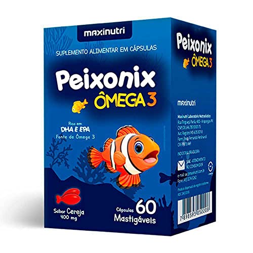 Peixonix Ômega 3 Mastigável Sabor Cereja - 60 Cáps., Maxinutri