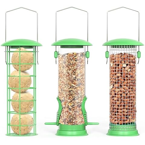 Pack of 3 Metal Bird Feeders Cover