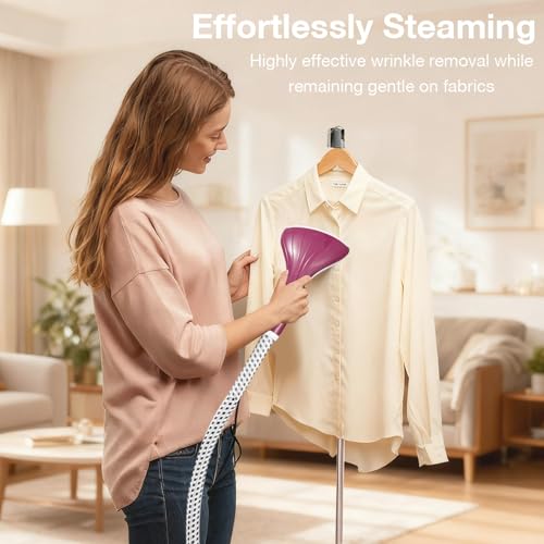 Cozary Plancha Vertical Vapor, 1950 W Ferro a Vapor Vertical con Depósito de 1.35L, 11 Funciones, Vaporizador de Ropa Steamer para Cuidado de Tejidos - imagen 7