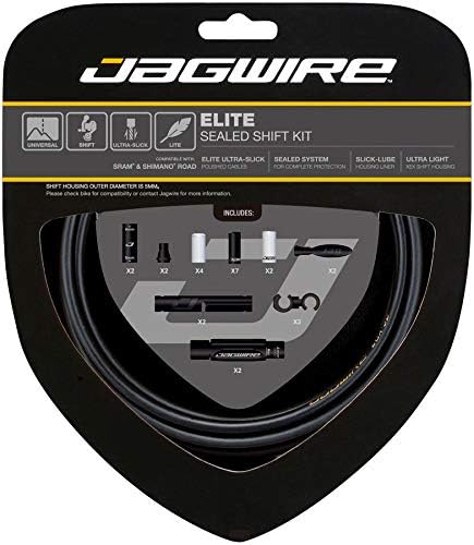 Jagwire - Universal 2X Elite Sealed DIY Shift Cable Kit | for Road, MTN, and Gravel Bike | SRAM and Shimano Shifter Compatible, Polished Ultra Slick Cables with Lubricated Liners, 3 Colors
