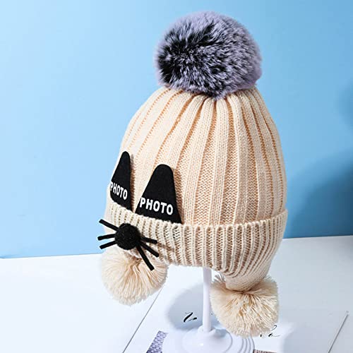 DUHGBNE Strickmütze Wintermütze warme niedliche Mütze Wintermütze für Jungen Mädchen Beanie Kinder Strick Earflap Mütze Gestrickte Kappe Gerippt Kinder Beanie Wintermütze Fleece Mütze – Bild 4