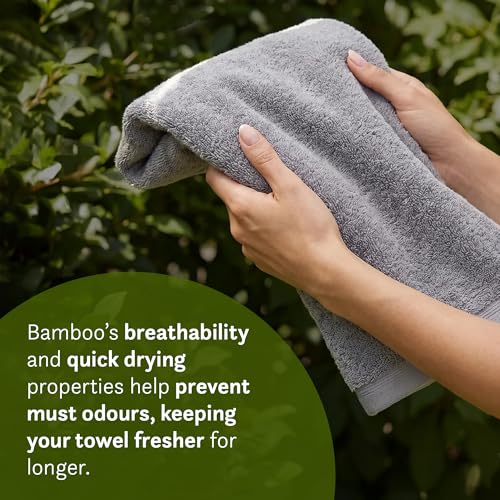 Image of MYTRIDENT Cotton Bamboo Towels for Bath Large Size | Soft & Absorbent | Anti-Microbial & Anti-Odour | 450 GSM | 1 Piece Bath Towel for Men /Women - Charcoal