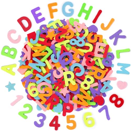 686 Pcs Felt Letters Felt Letters Stickers Self Adhesive Alphabet Numbers & Shapes Sticker Letters for Kids DIY Crafts Art Fabric Scrapbook Supplies Preschool Classroom Party Decoration(7 Soft Colors)