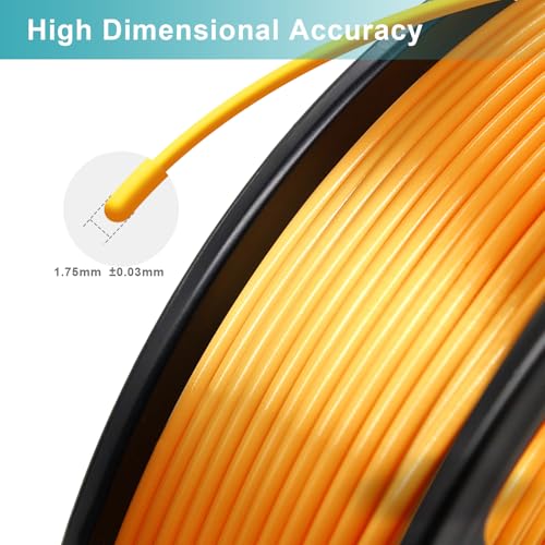 Image of Silk PLA Filament 1.75mm Gold 250g, Shiny 3D Printer Filament Dimensional Accuracy + /- 0.02mm, 250g Spool Fits for Most FDM 3D Printers