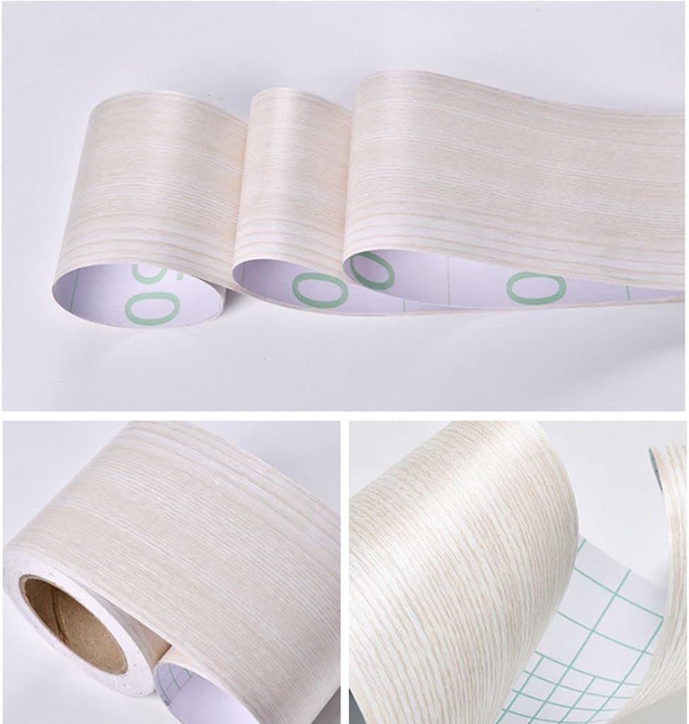 Self-Adhesive 3D Wallpaper Border， Waist Line Border PVC Wood Grain Multicolor 10cm x 5m(14)