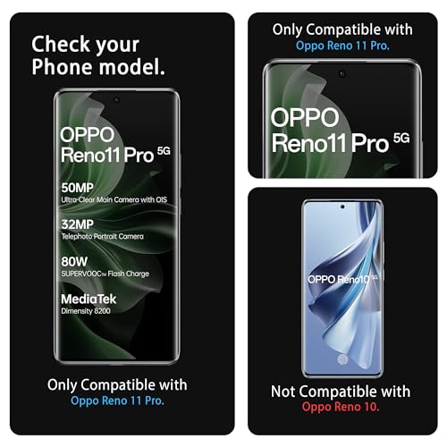 Image of ArmourPro Military Grade UV Tempered Glass Screen Protector Compatible for Oppo Reno 11 Pro 5G and Oppo Reno 11 with Edge to Edge Coverage, Cable Protector and Easy Installation kit (6.7 Inch)
