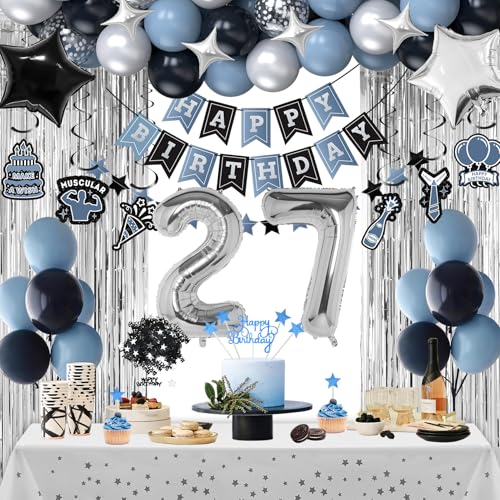 Miidenks Dusty Blue 27th Birthday Decorations