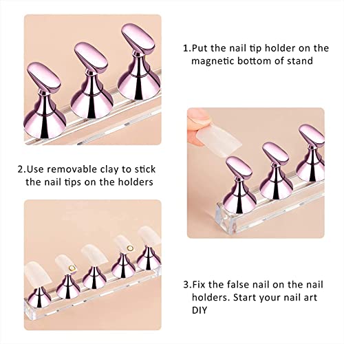 Ttxxontyely 4 Set Acrylic Nail Stand,Nail Practice Display Stand For Press On Magnetic Art Painting Stand Holder Nail Holder Tip For Salon And Home Diy Manicure Tool (Pink) #TOP3