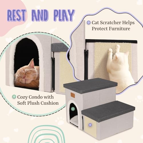 downluxe Escadas para Cães Pequenos, Degraus Dobráveis para Cães para Cama, Sofá E Cadeira, Degraus