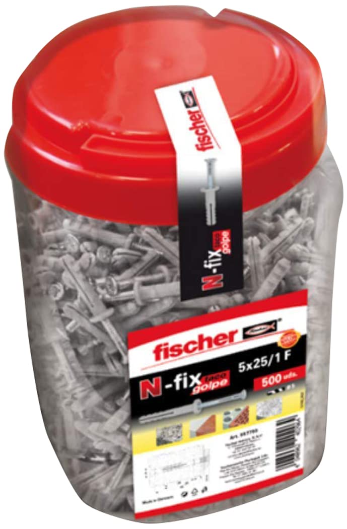 fischer - Tornillo y taco de golpe de acero N 5x25/1 para hormigón, Bote 500 unidades