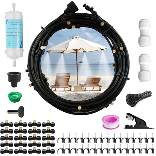 Sistema di Nebulizzazione,Set di Raffreddamento 18M,Misters per Patio Esterno,Nebulizzatore Esterno Sistema,per Cortile,Patio,Terrazza,Veranda,Trampolino,Ombrello