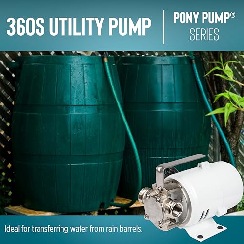 Little Giant 360S 115 Volt, 360 GPH 1/10 HP Stainless Steel Non-Submersible Multi-Purpose Utility Water Transfer Pony Pump with 6-Ft. Cord, White, 555110 by Little Giant - Image 6