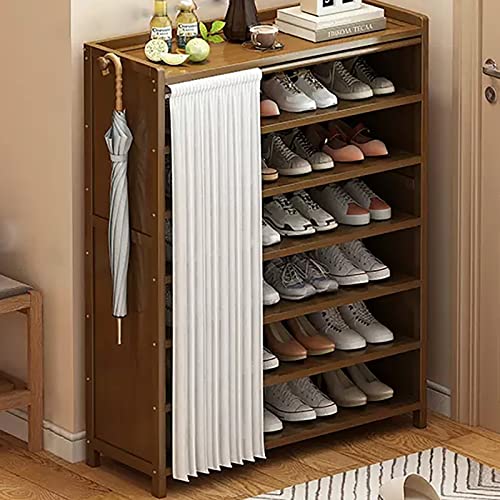 Meuble à chaussures d'entrée grand espace avec rideau discret