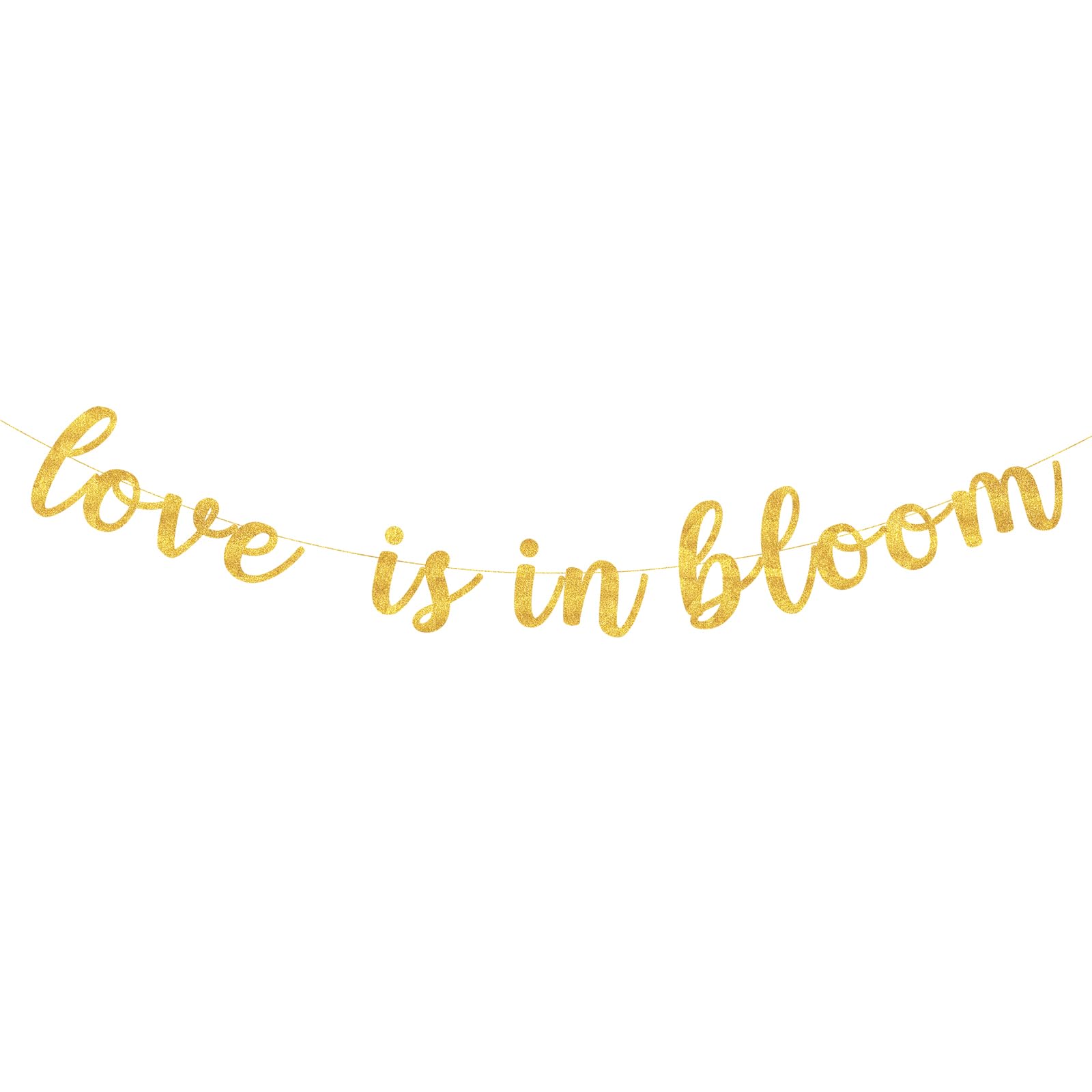 Love is in Bloom Banner,Pre-Strung Glitter Gold Love Is In Bloom Bridal Shower Decorations for Girl Women Bridal Shower Sign Wedding Engagement
