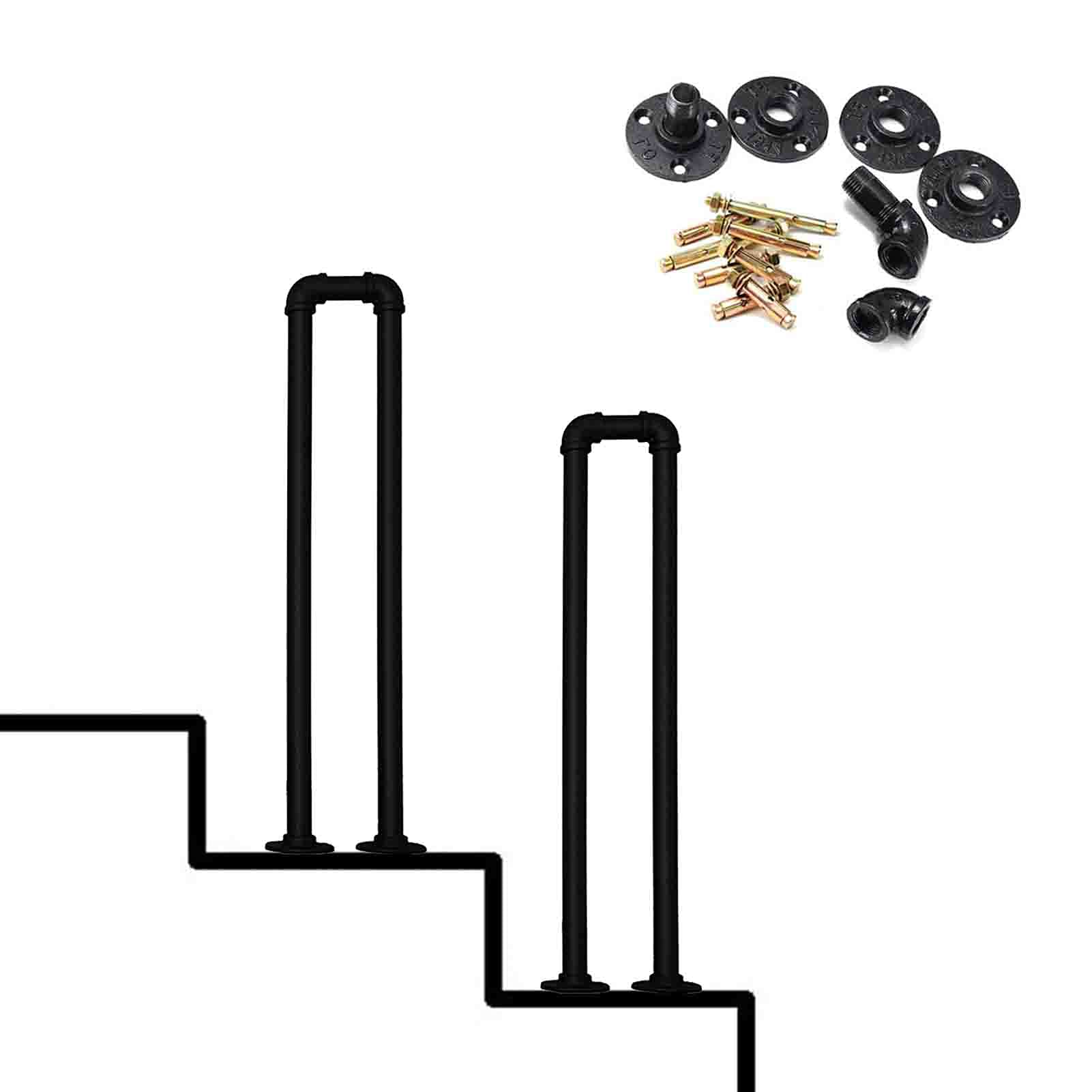 Main courante en fer forgé noir mat de haute qualité architecturale pour escalier intérieur