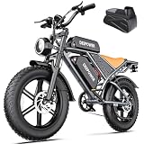DEEPOWER QS7 Vélo Électrique, Batterie Amovible 48V 60Ah/35Ah/20Ah, Autonomie 110-250KM, Moteur 120 N·m, Pneu Gras 20'' X 4.0, 7 Vitesses, Suspension Hydraulique Complète