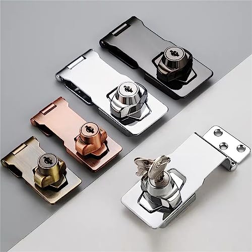 Image of Keyed Hasp Locks Cabinet Locks With Keys And Screws Twists Knob Keyed Locking Hasp Padlock For Security Door Garage, 2.5inch Green Bronze