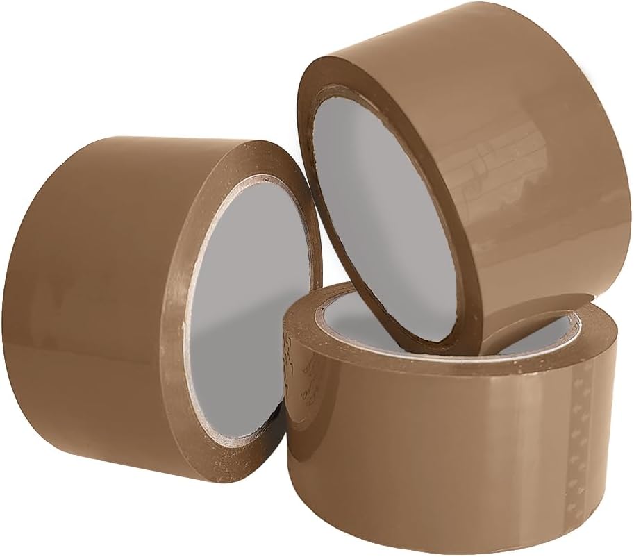 ARVO Brown Packing Tape 3 Rolls with Low Noise (48mm x 60m) - Durable Parcel Tape for Packing Boxes, Secure Packaging for Moving House