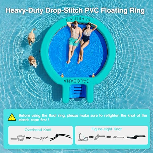 CALOBANA Water Hammock Floating Ring with Dog Ramp & Cup Holder 10ft Blue by CALOBANA - Used condition - Image 2