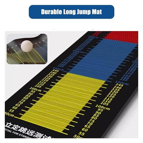 Esterilla para salto de longitud, alfombrilla con medición para práctica de salto, para hogar, gimnasio o escuela, con entrenamiento de cuerda y superficie acolchada (300cm x 90cm) miniatura 3