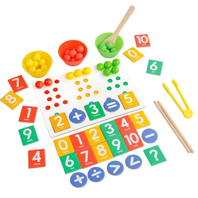 Dr. MUYA Montessori Toy for 3 4 5 Years, Counting Toy, Wooden Toys, Educational Toys, Motor Skill, Hand-Eye Coordination, Gift for Kids Boys Girls Aged 35 Years