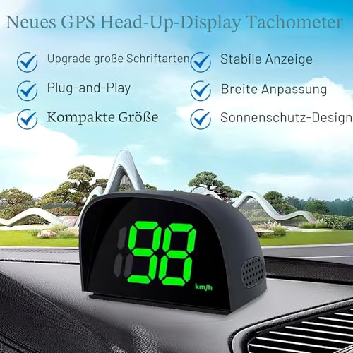 Digitaler GPS Tachometer für Auto HUD Display Geschwindigkeitsmesser mit Sonnenblende Auto-Tacho für Präzise Geschwindigkeit für Auto Elektroroller Plug-and-Play-Tachometer