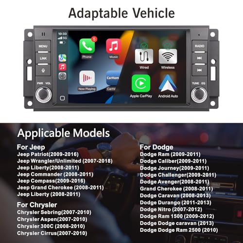 Radio para Jeep Dodge Ram 1500 Chrysler 300C 7" táctil Bluetooth miniatura 6