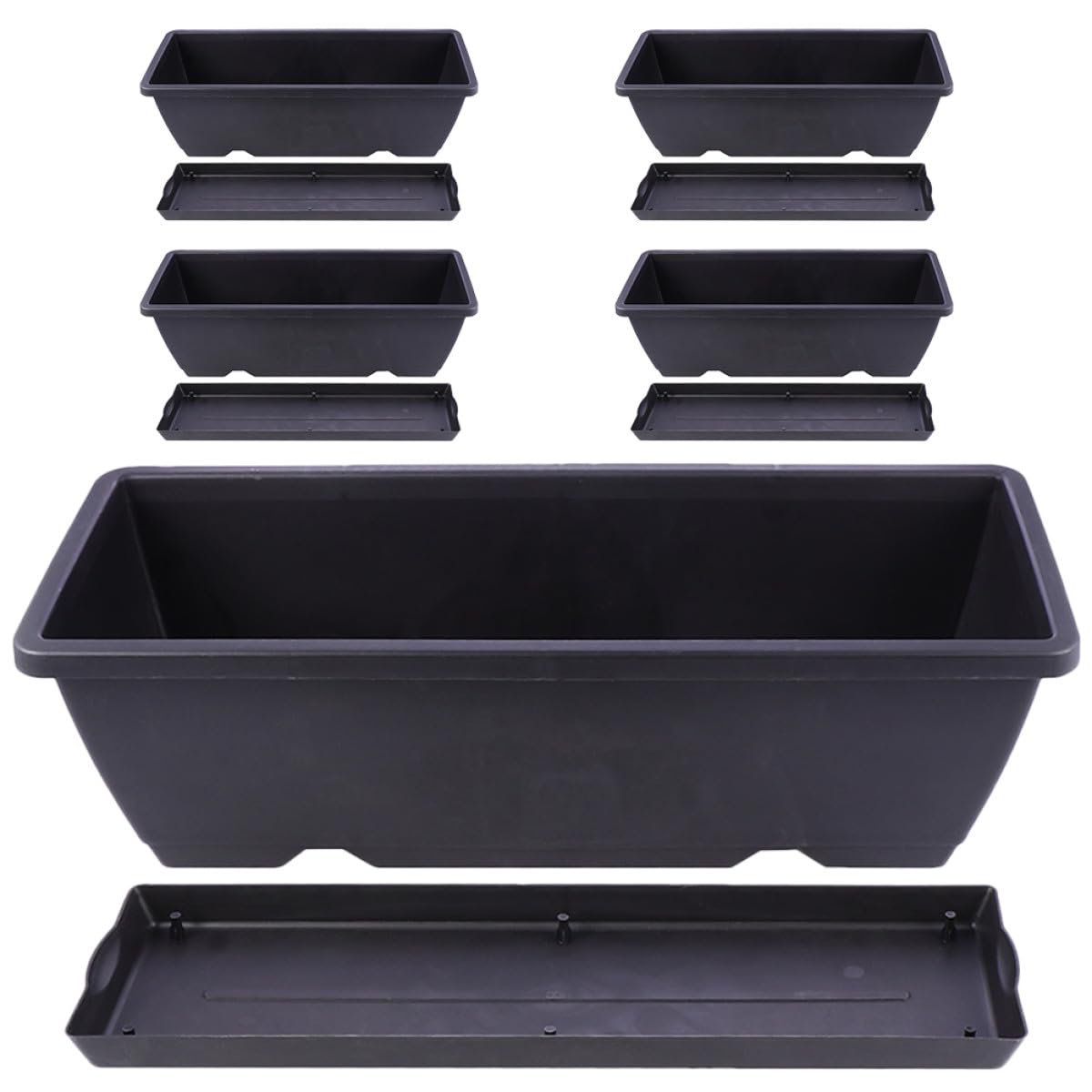 Pots de culture rectangulaires anti-pourrissement avec soucoupes incluses
