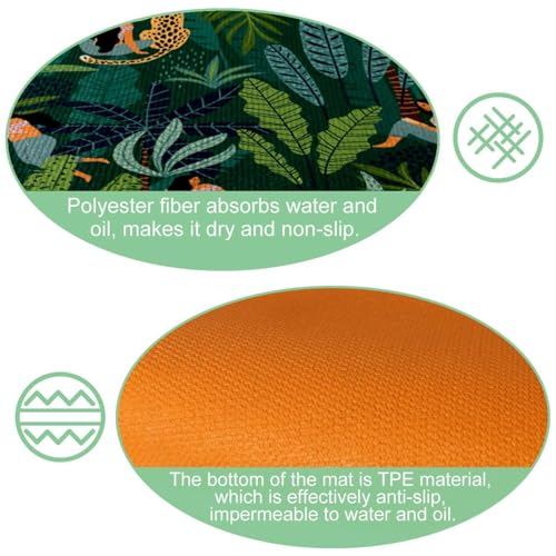 Tapete de cocina de diseño selva tropical texturizado de gran absorción 6