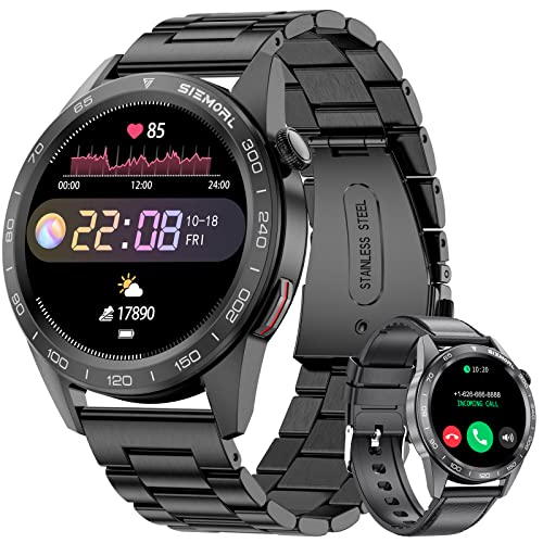 Smartwatch Herren mit Telefonfunktion,1,32" HD Voll Touchscreen Fitness Tracker mit Pulsmesser/Schlafmonitor/Schrittzähler/Kalorien,IP67 Wasserdicht Aktivitätstracker Smartwatch für Android iOS Cover