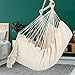 Y- STOP Hammock Chair Hanging Rope Swing, Max 500 Lbs, 2 Cushions Included, Large Macrame Hanging Chair with Pocket for Superior Comfort, with Hardware Kit (Beige)