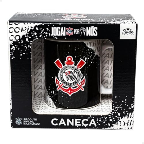 Caneca Time Corinthians Futebol Clube "Meu coração é preto e bran...