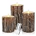 ztd Set of 3 Flameless LED Candles Pillar Candle with Timer and 18-Key Cedar-Bark Dripless Real Wax LED Pillars Remote Control with Battery