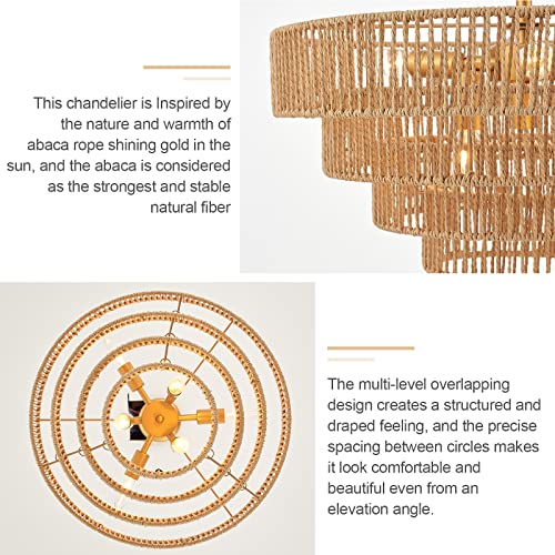 Elyccupa WF013-6 6-Lights Hand-Woven Rattan Pendant Light 4 Round Transitional Minimalist Boho Large Pendant Light thumb #6