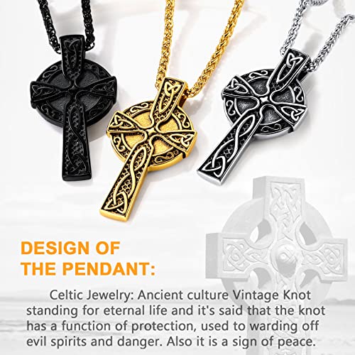 U7 Colar de nó celta, joia viking nórdica de aço inoxidável, martelo do Thor/runas/triquetra mágico/