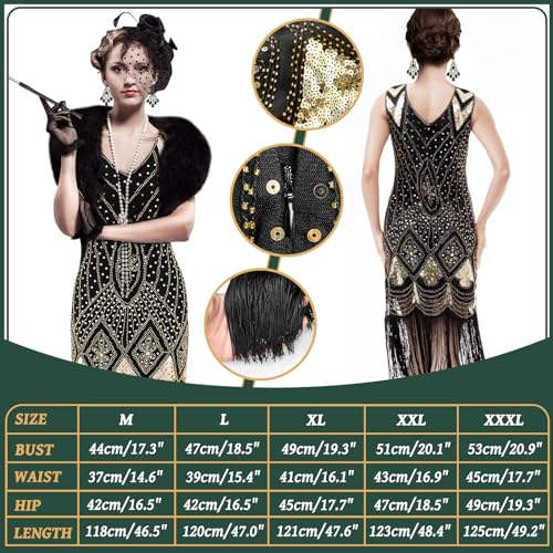 1920s Flapper Dress Sequin Fringe Flapper Dress and Accessories Set 1920s Flapper Costume Accessories Vintage Accessories for Women and Girls