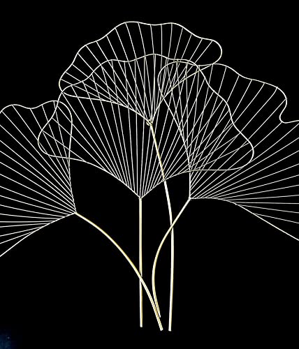 Bellaa Metal Wall Art Ginkgo Leaf Geometric Abstract Modern 3D Japanese Style Minimalist Gingko Biloba Flower Frame Sculpture Living Room Office Study Large Boho Home Decor #TOP6