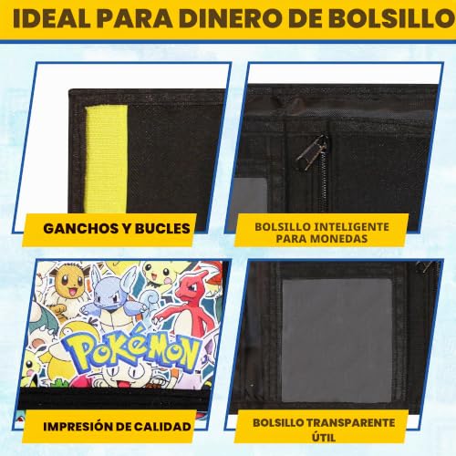 Cartera de Pokemon para niños con velcro y monedero de Charizard 7